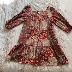 Patchwork Long Sleeve Dress